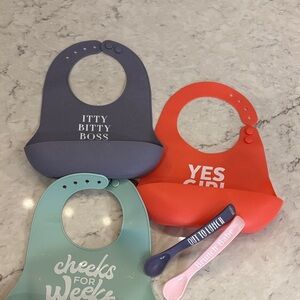 Colorful Silicone Baby Bib Set with Spoons